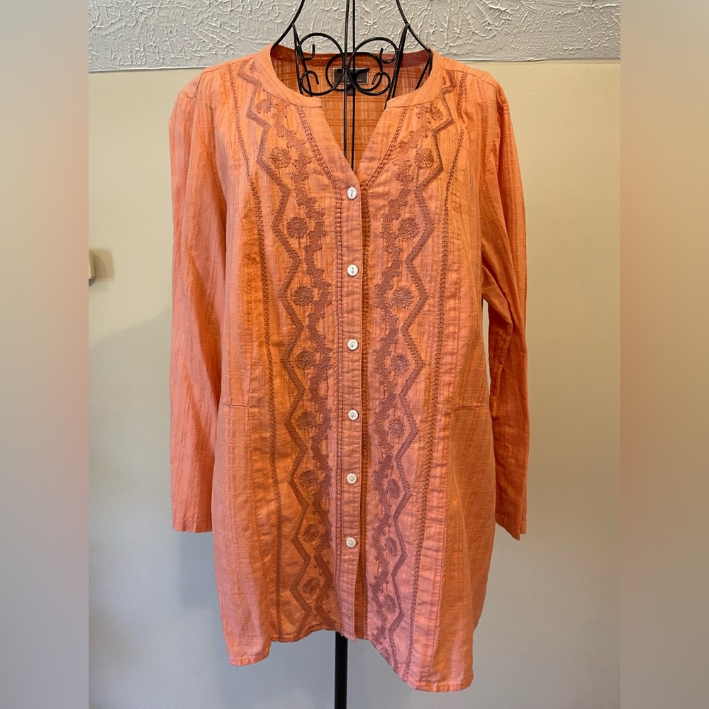 JM Collection Vibrant Orange Blouse